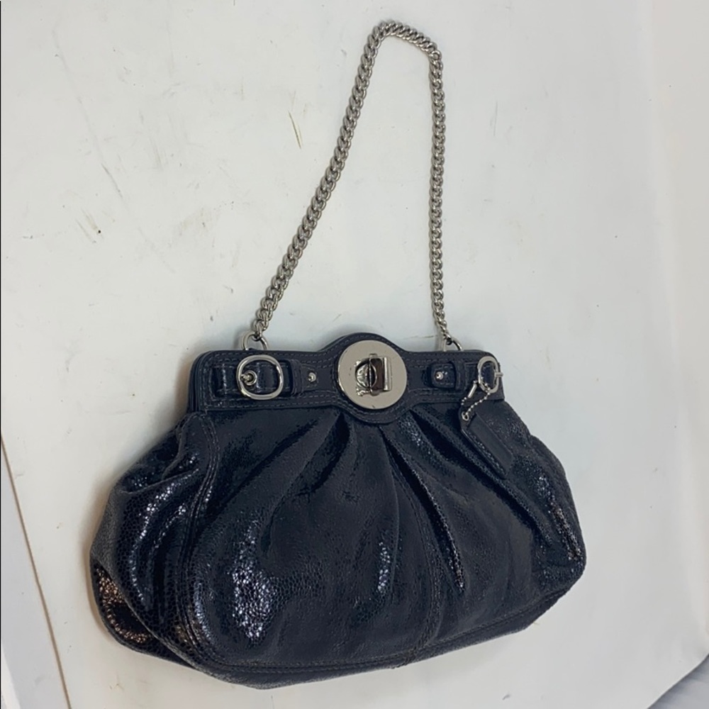 Coach Textured Charcoal Gray Metallic Bag